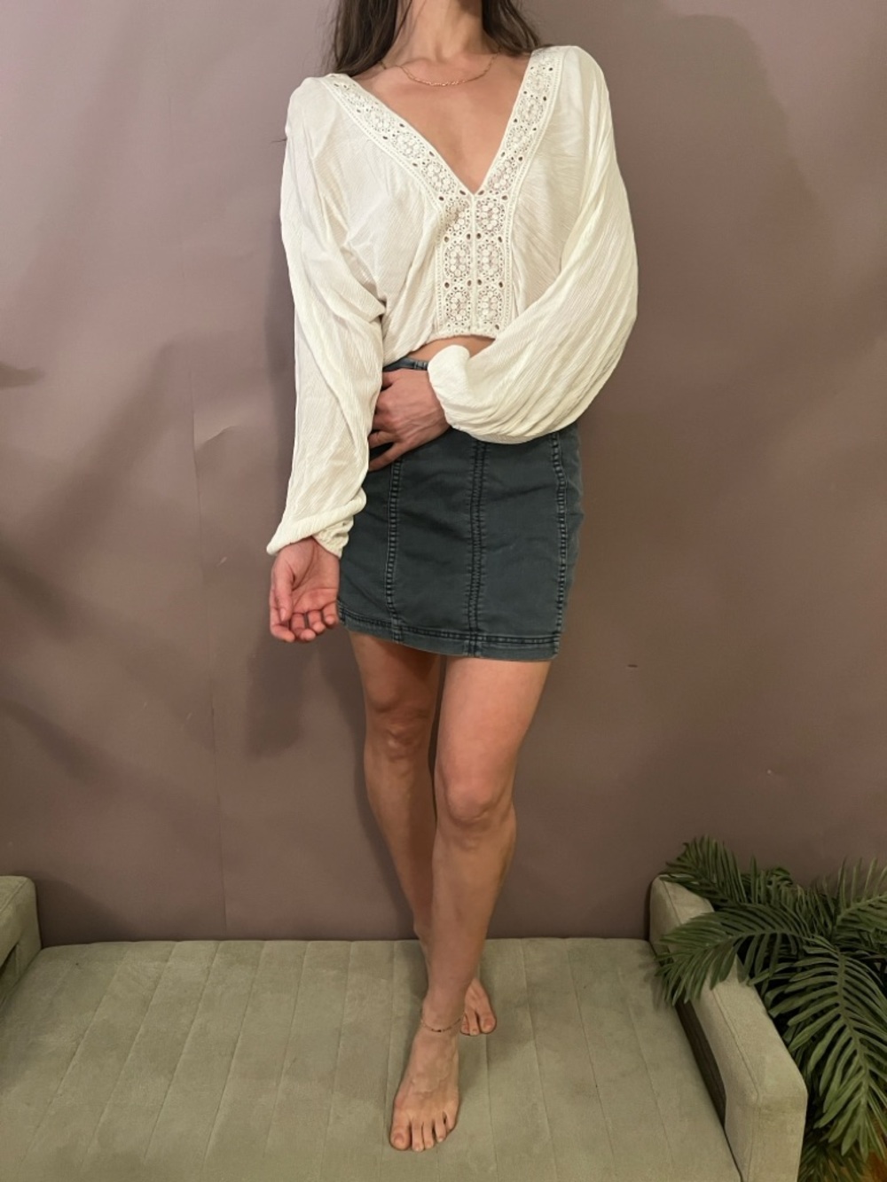 Forever 21 white blouse with crochet detail